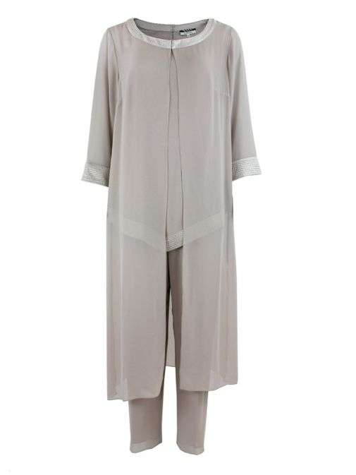 Embellished Top and Chiffon Coat Trouser Suit 70480  Catherines of Partick